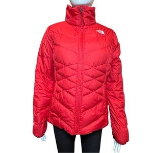The North Face Women’s Down Insulated Puffer Jacket Red M Full Zip Stand Collar